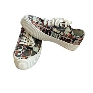 SEAVEES Monterey Platform Low Top Sneakers Plaid Checkered Multi Color size 7.5